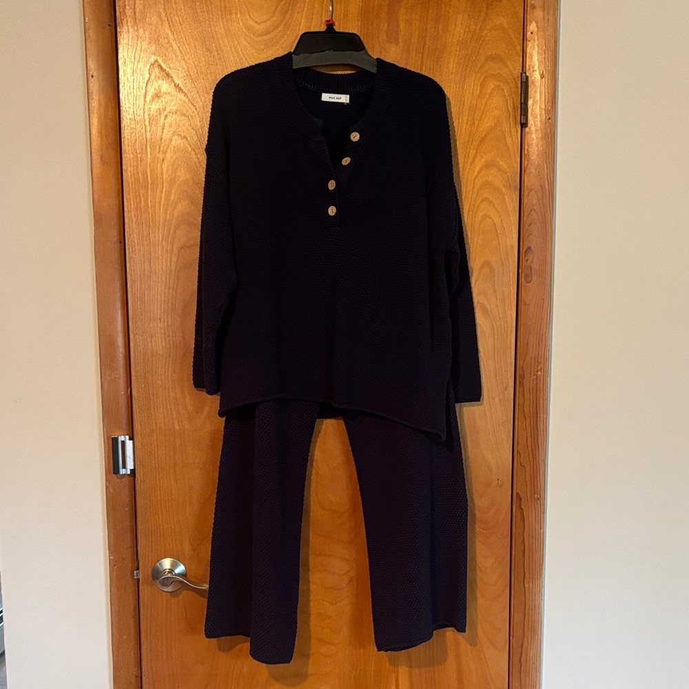 Mod Ref Navy Textured Henley Top